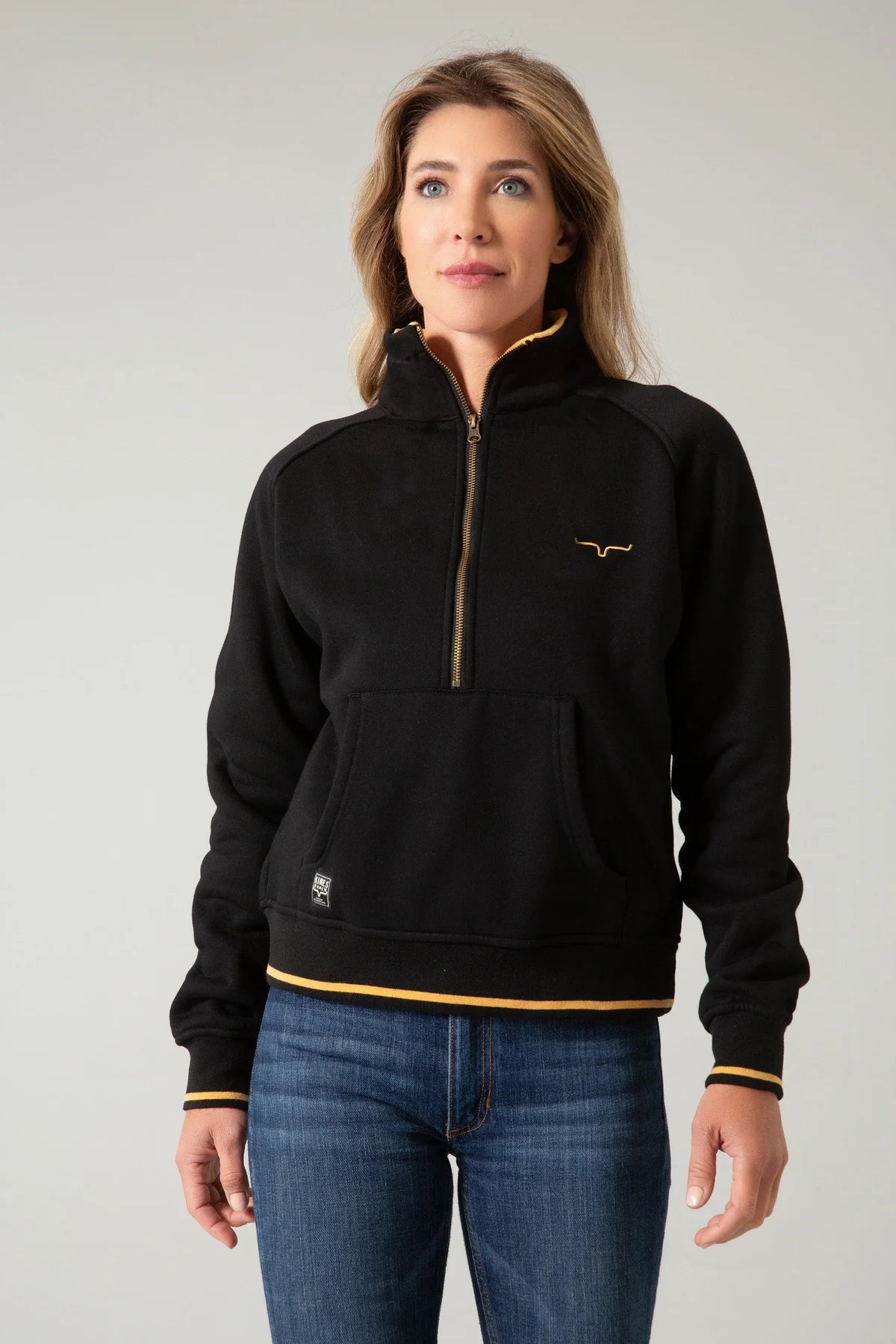 Women's Kimes Ranch Malta Cropped Quarter Zip BLACK