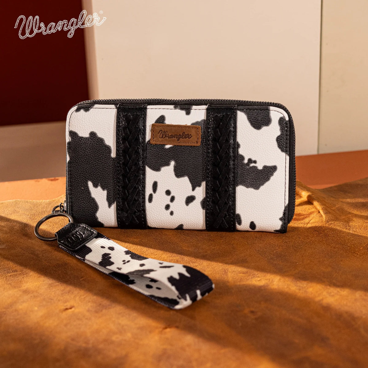 Wrangler Cow Print Wallet- BLACK