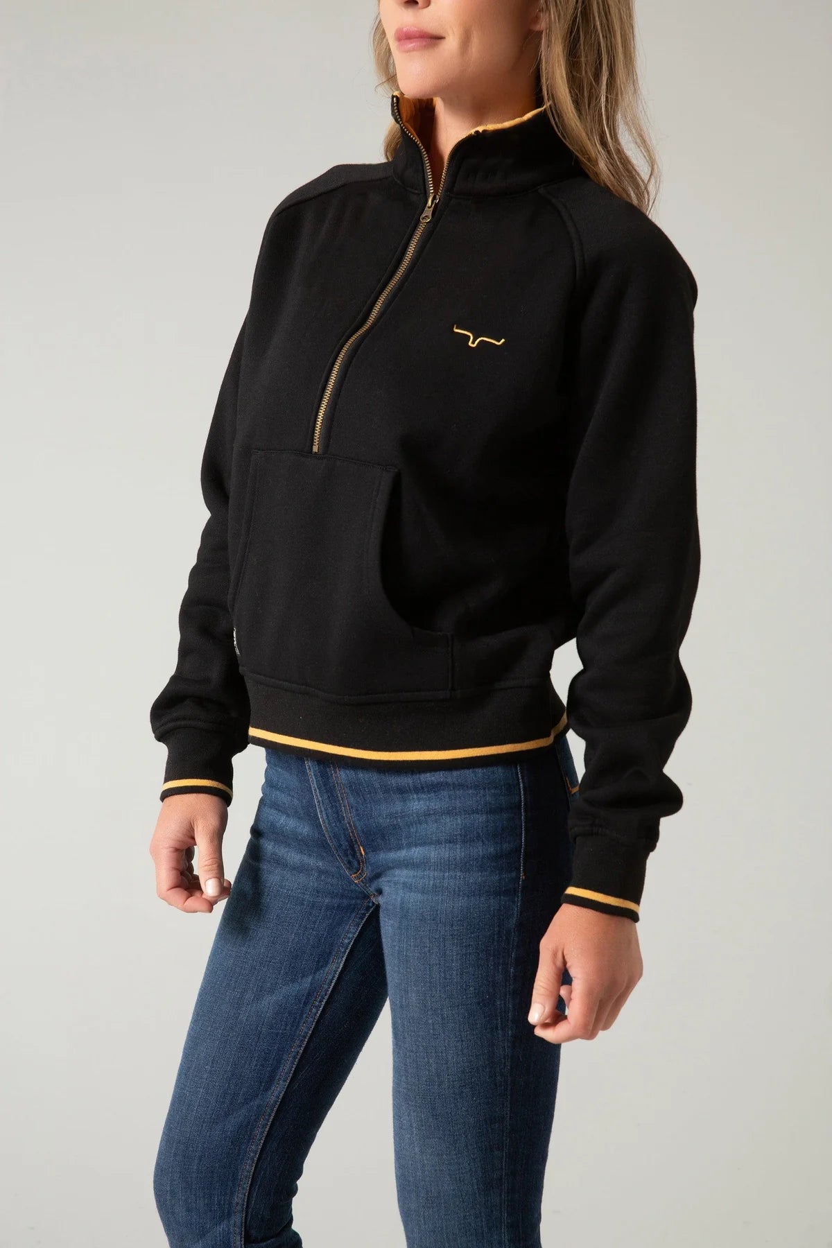 Women's Kimes Ranch Malta Cropped Quarter Zip BLACK