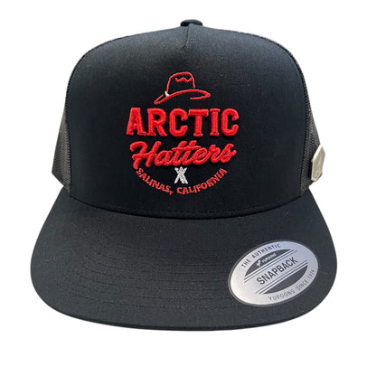 Arctic Hatters Red The Boss 2.0 Black Trucker Hat