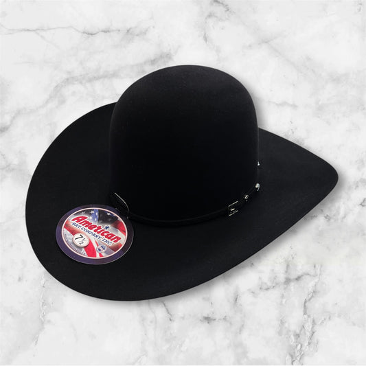 American Hat 100X Black Felt Hat 6" Open Crown