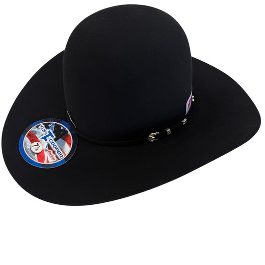 American Hat 10X Black Felt Hat 6" Open Crown Tuf Cooper Collection