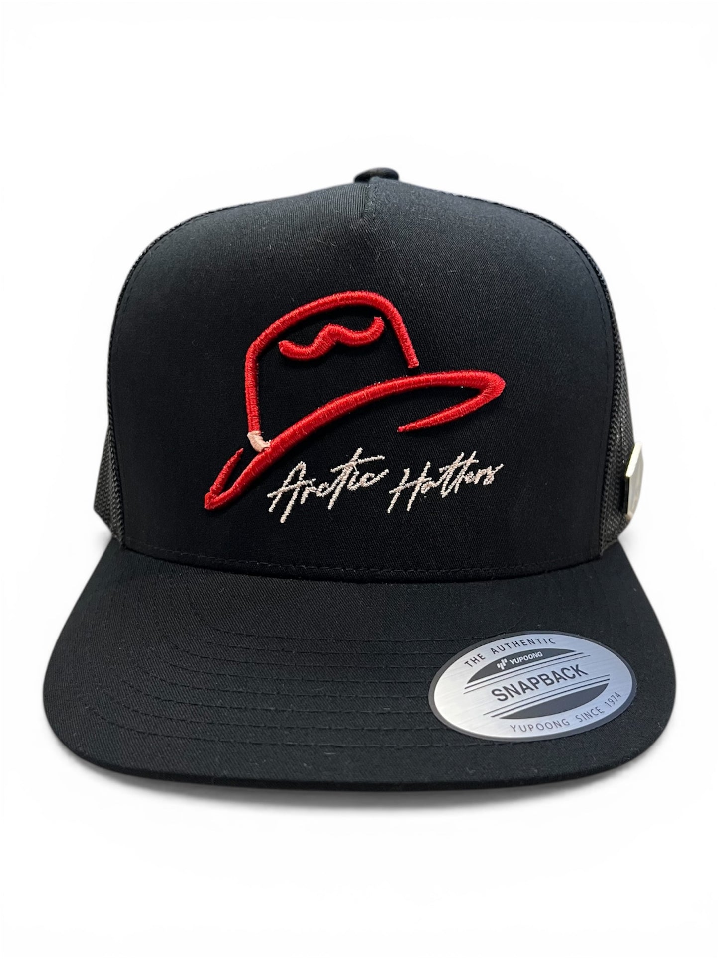 Arctic Hatters Red Cutters 2.0 Black Trucker Hat