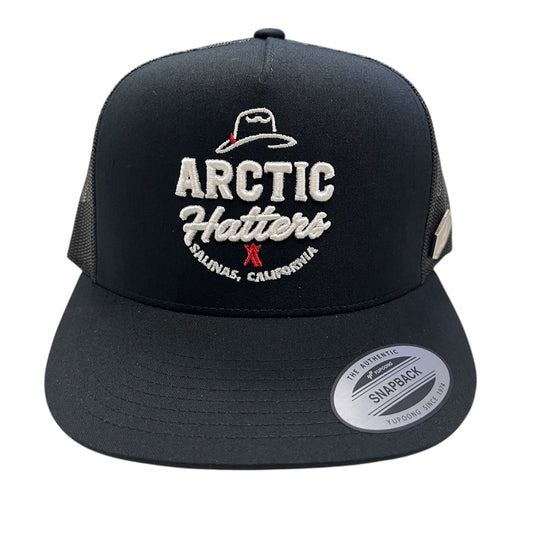 Arctic Hatters White The Boss 2.0 Black Trucker Hat