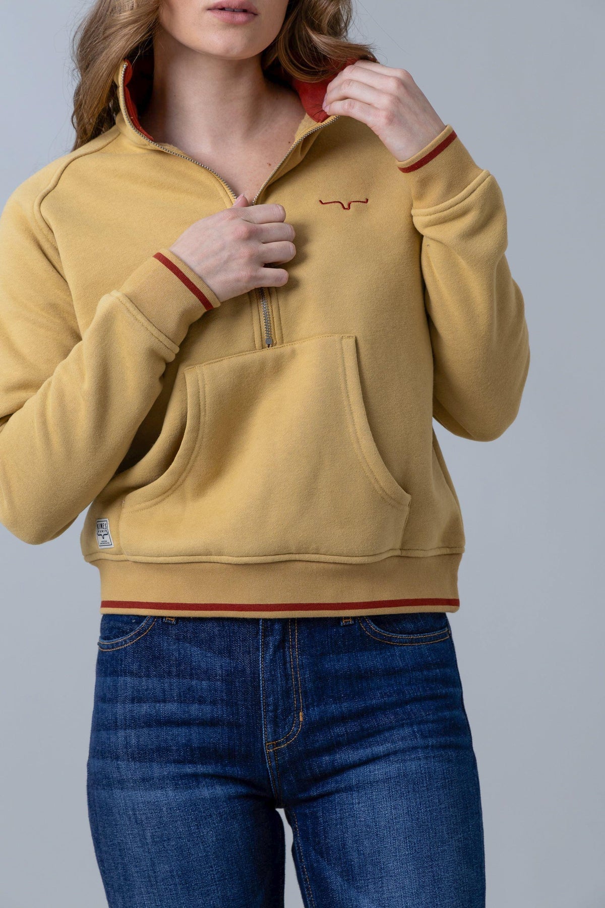 Women's Kimes Ranch Malta Cropped Quarter Zip MAIZE