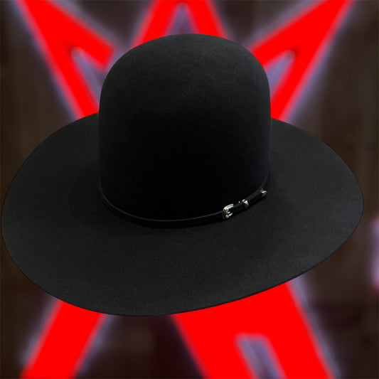 Rodeo King 7X Black Open Crown Felt Hat