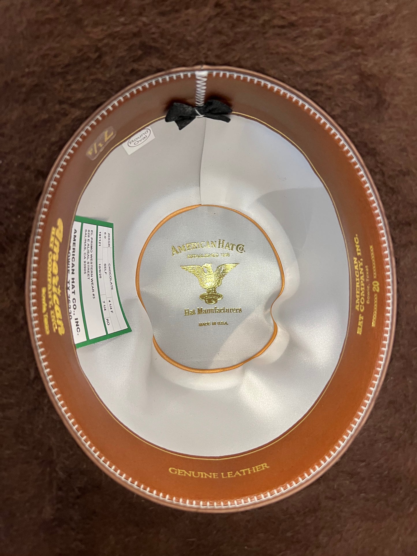 American Hat 20X Chocolate Grizzly Felt Hat 6" Crown