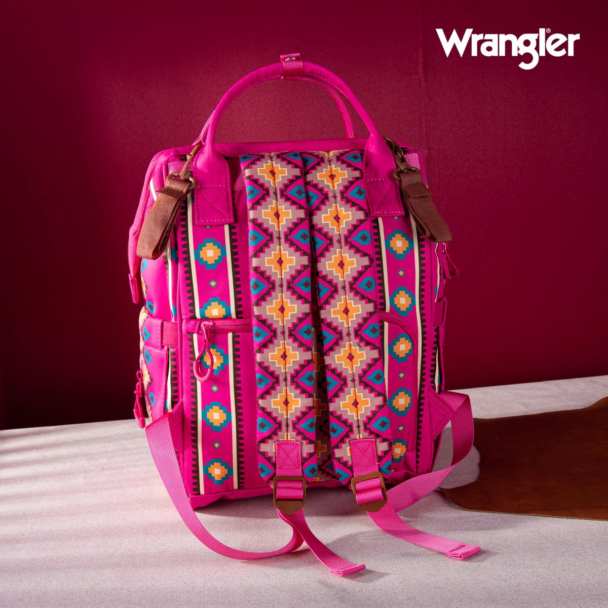 Wrangler Aztec Printed Callie Backpack- Hot Pink