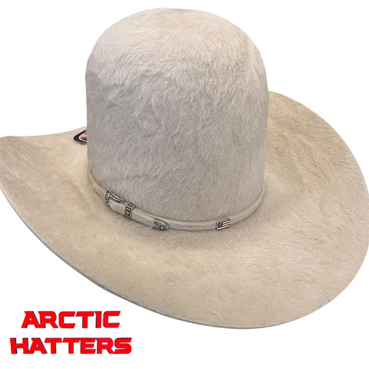 American Hat 20X Bone Grizzly Felt Hat 7" Tall Crown