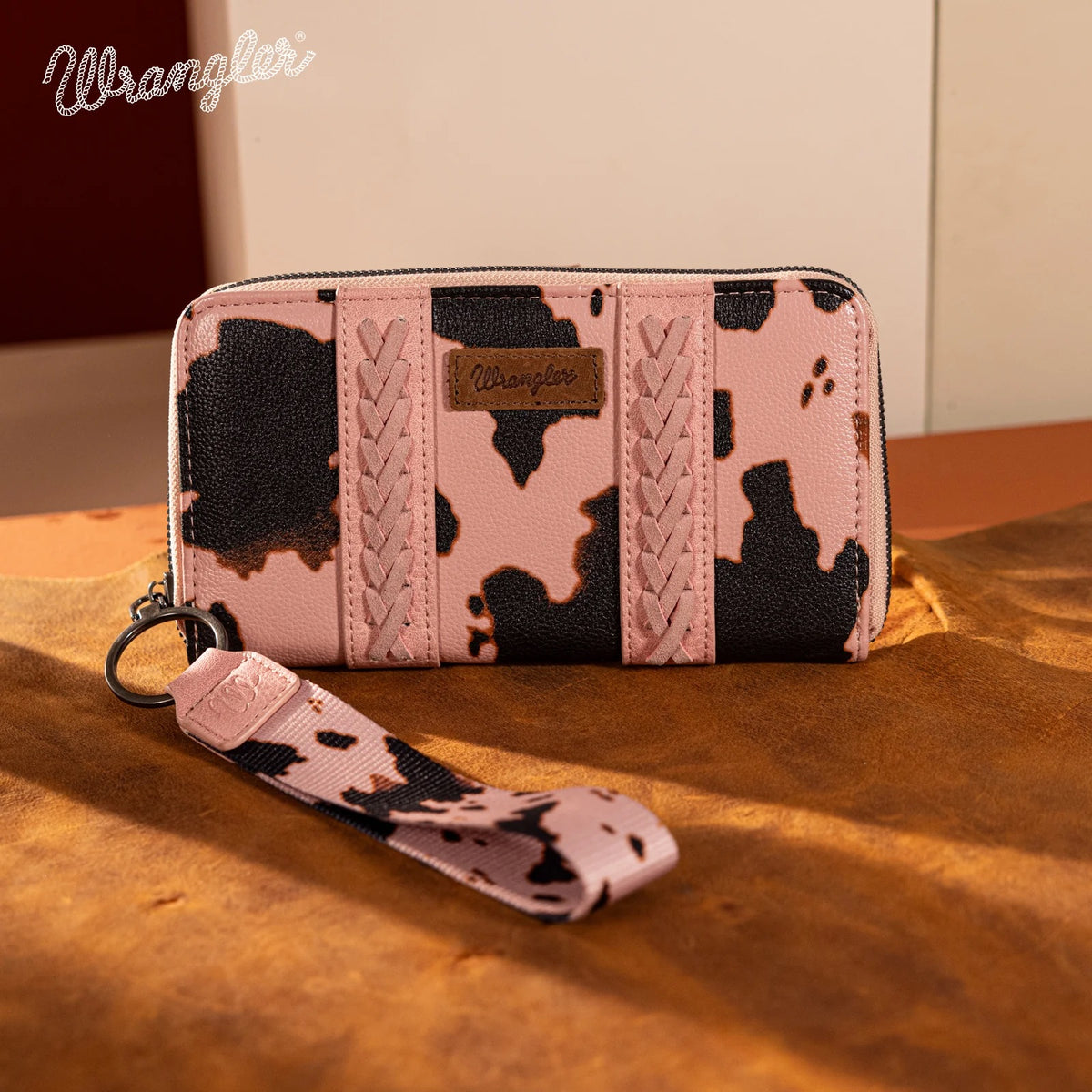 Wrangler Cow Print Wallet- PINK