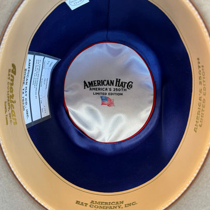 American Hat 100X 250th Edition Natural Felt Hat 6" Open Crown