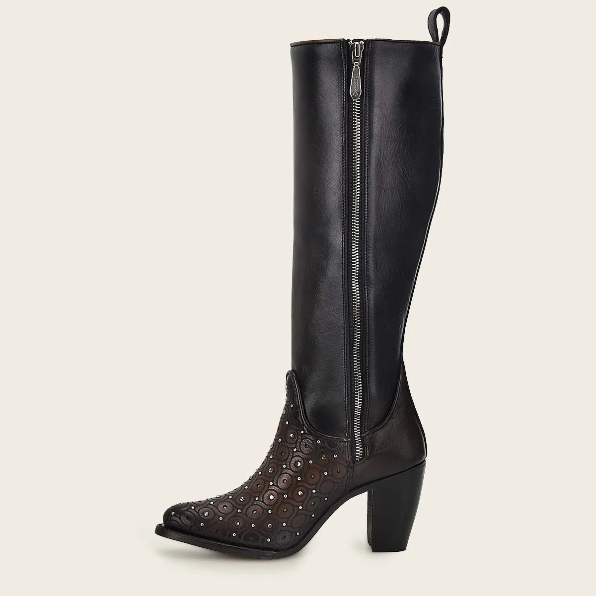 Women’s Cuadra Knee High Boots Dark Brown Austrian Crystals CU759