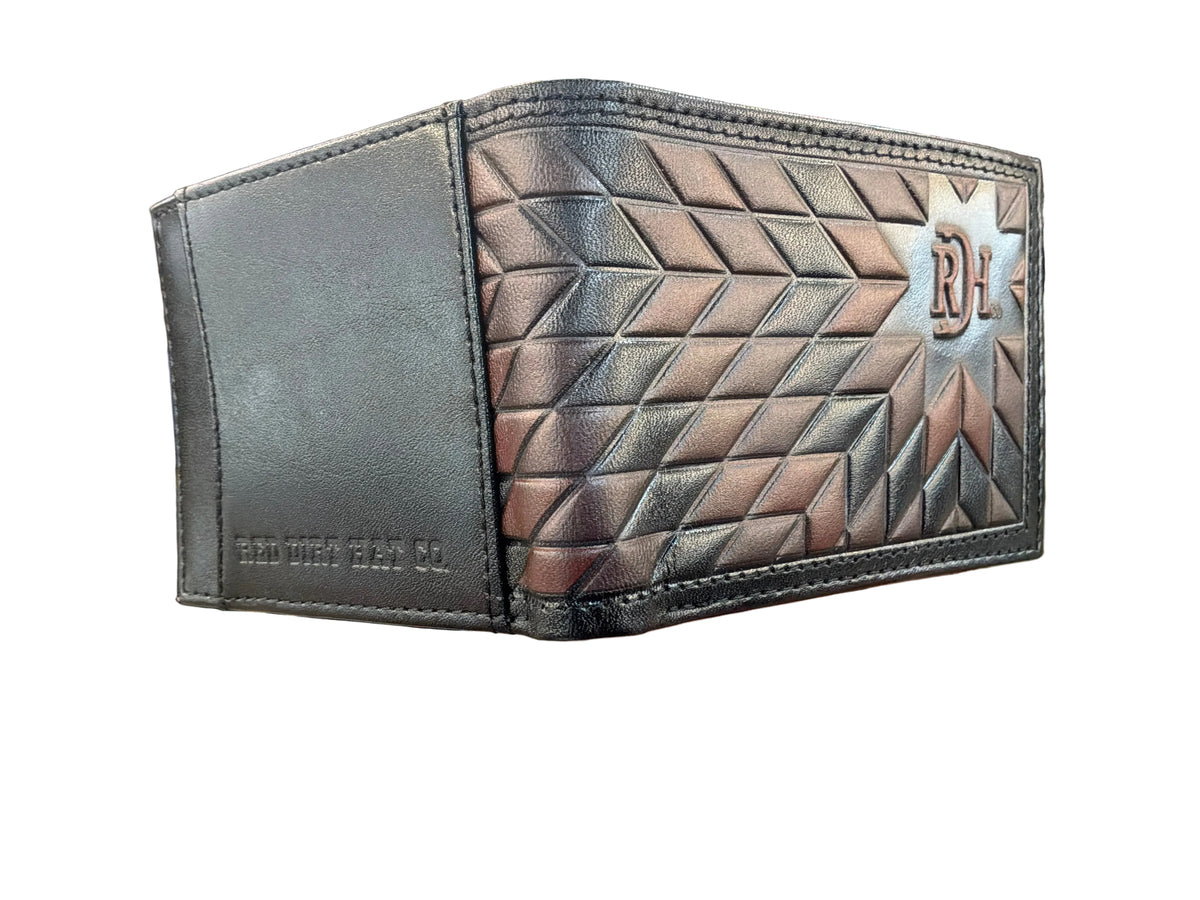 Red Dirt Bifold Wallet Blk W/ Wine And Claret Morning Star 24068881W6
