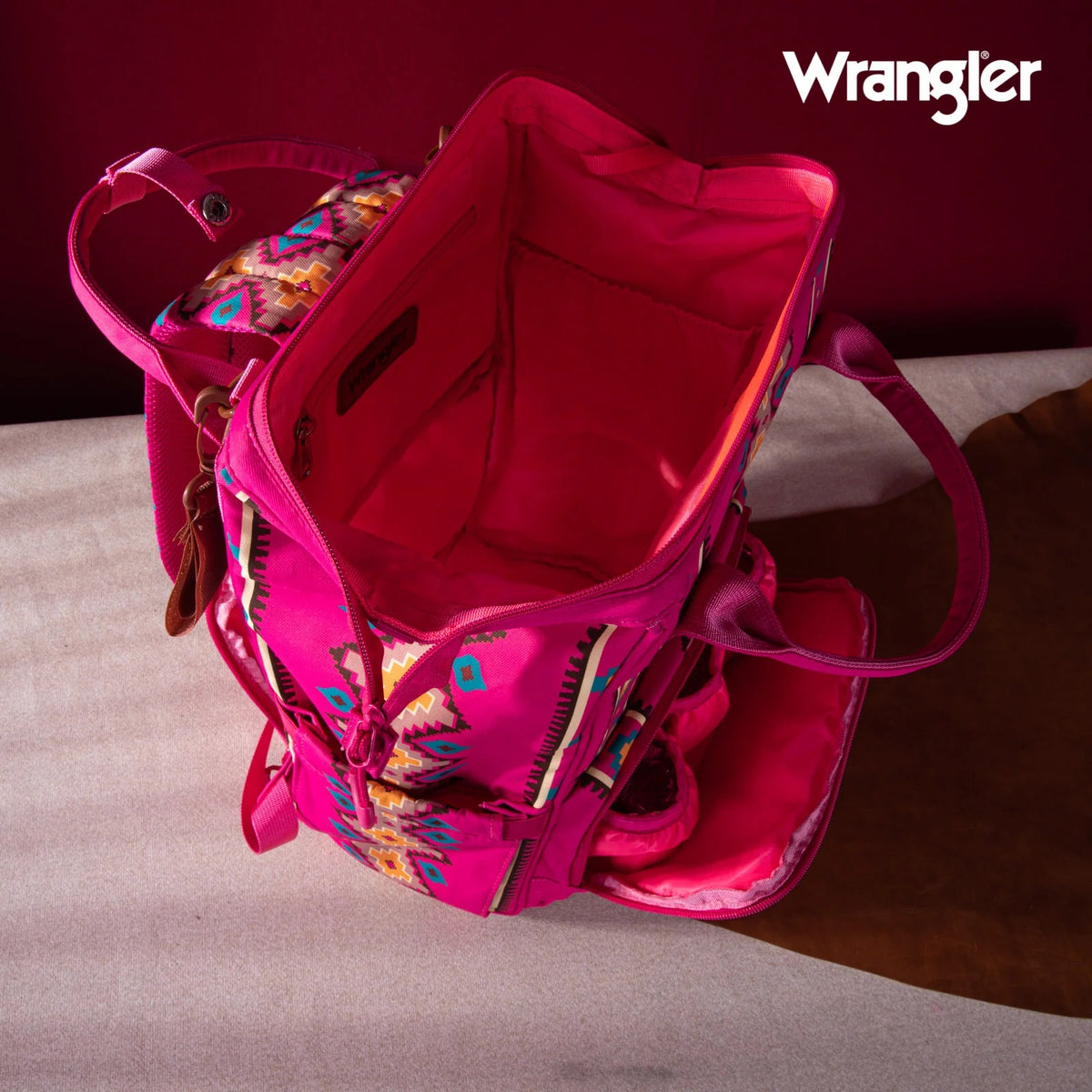Wrangler Aztec Printed Callie Backpack- Hot Pink