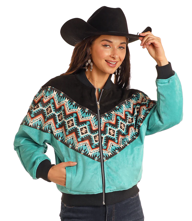 Women's Turquoise Bomber Jacket