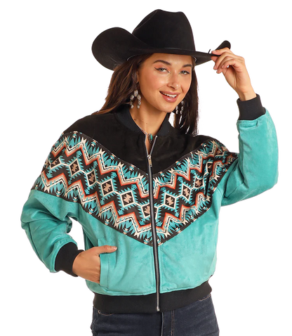 Women's Turquoise Bomber Jacket