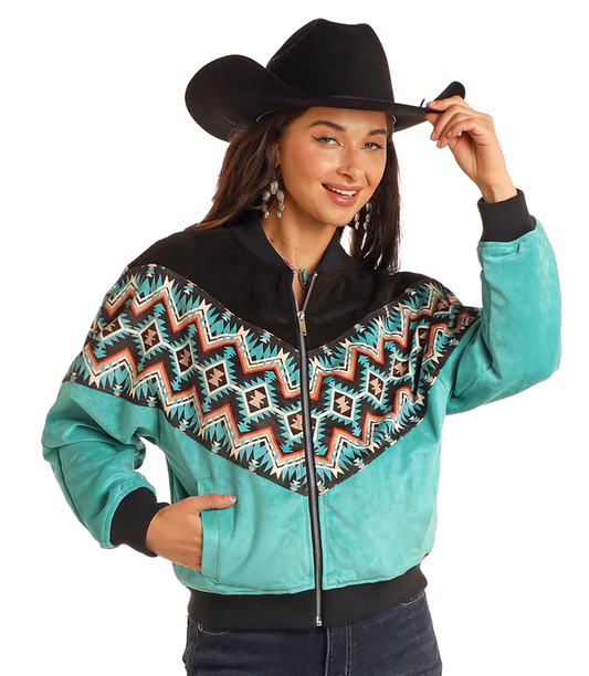 Women's Turquoise Bomber Jacket