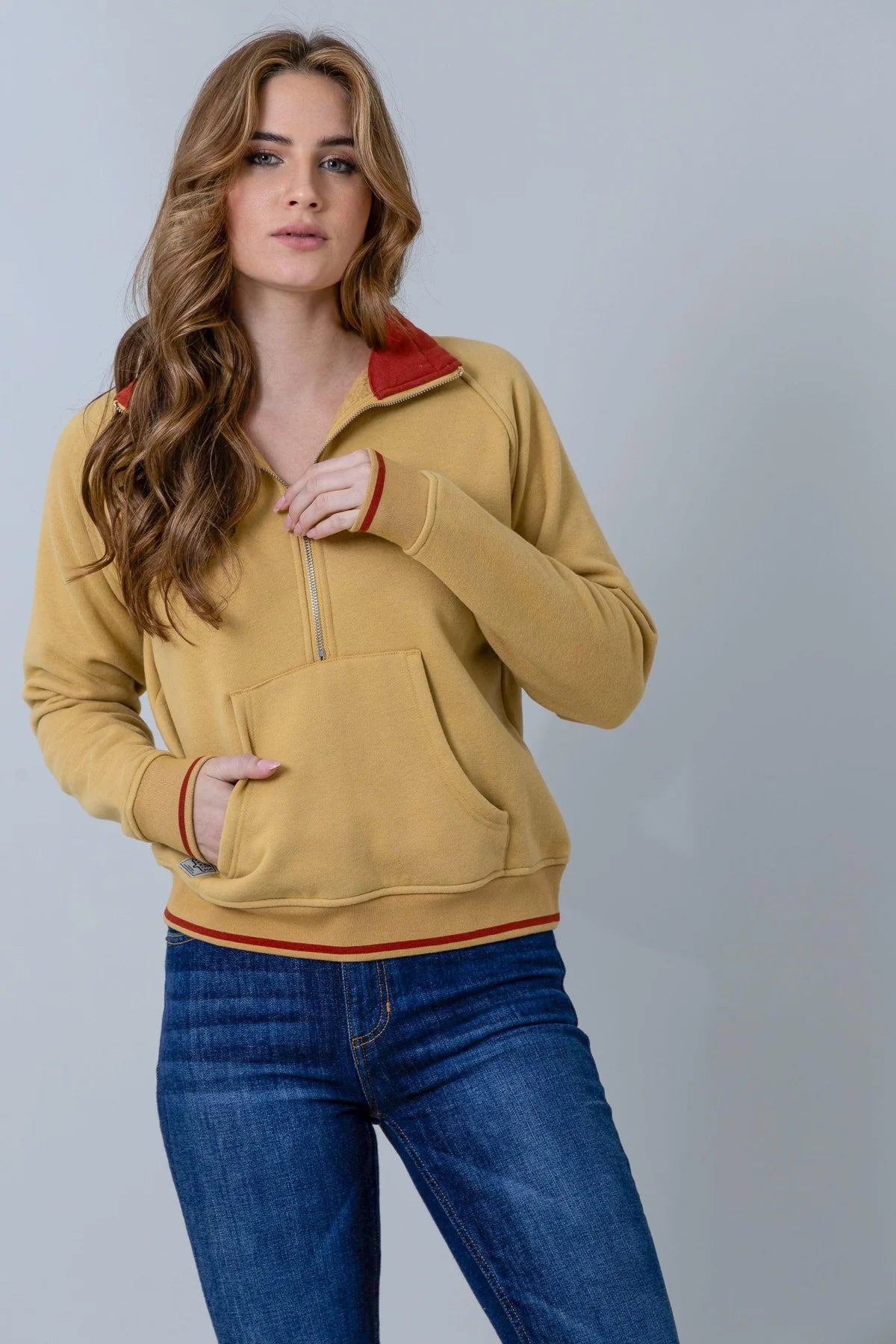 Women's Kimes Ranch Malta Cropped Quarter Zip MAIZE