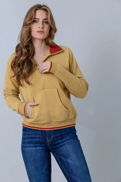Women's Kimes Ranch Malta Cropped Quarter Zip MAIZE
