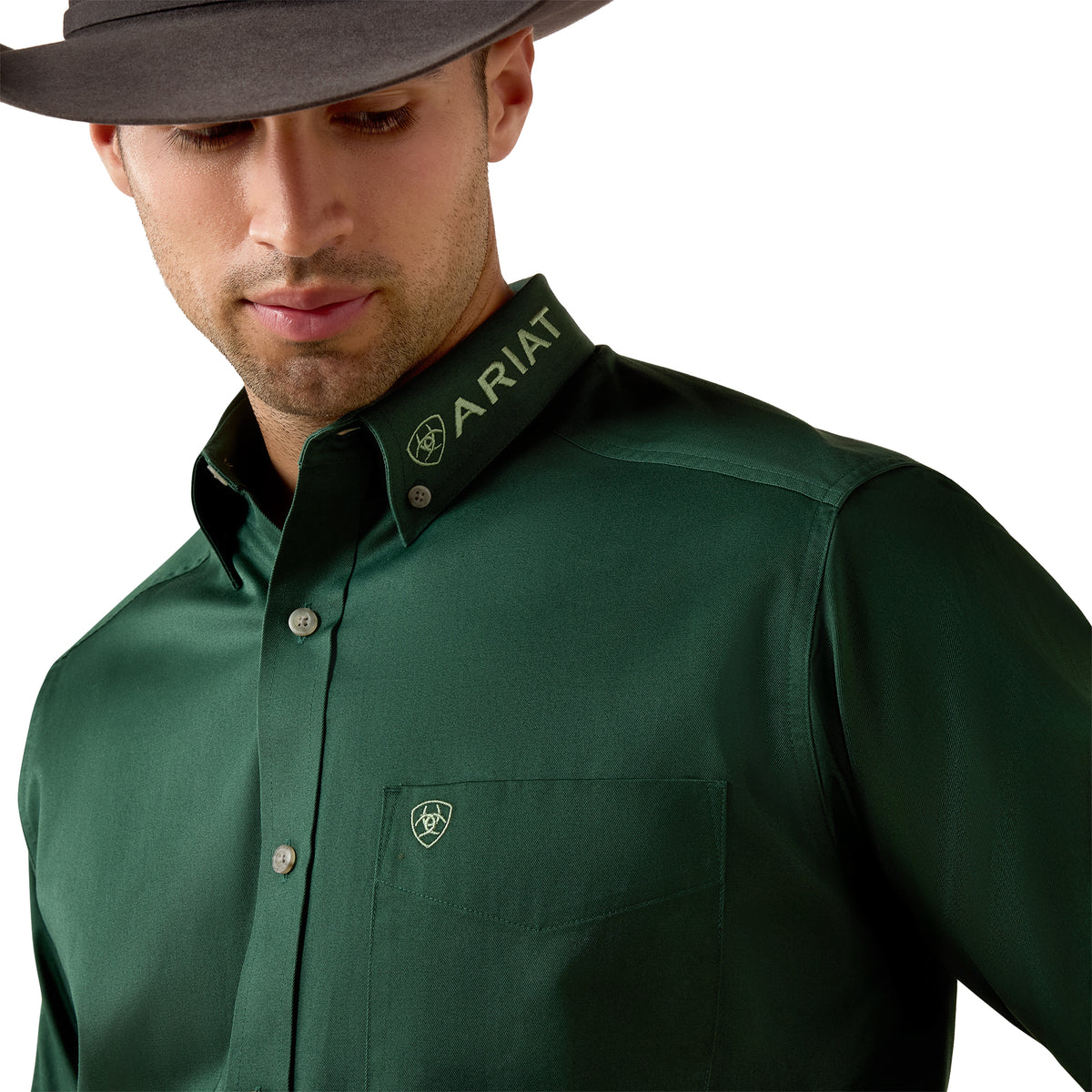 Men Team Logo LS Twill Shirt Pineneedle Green/ Aspen Green 10079291