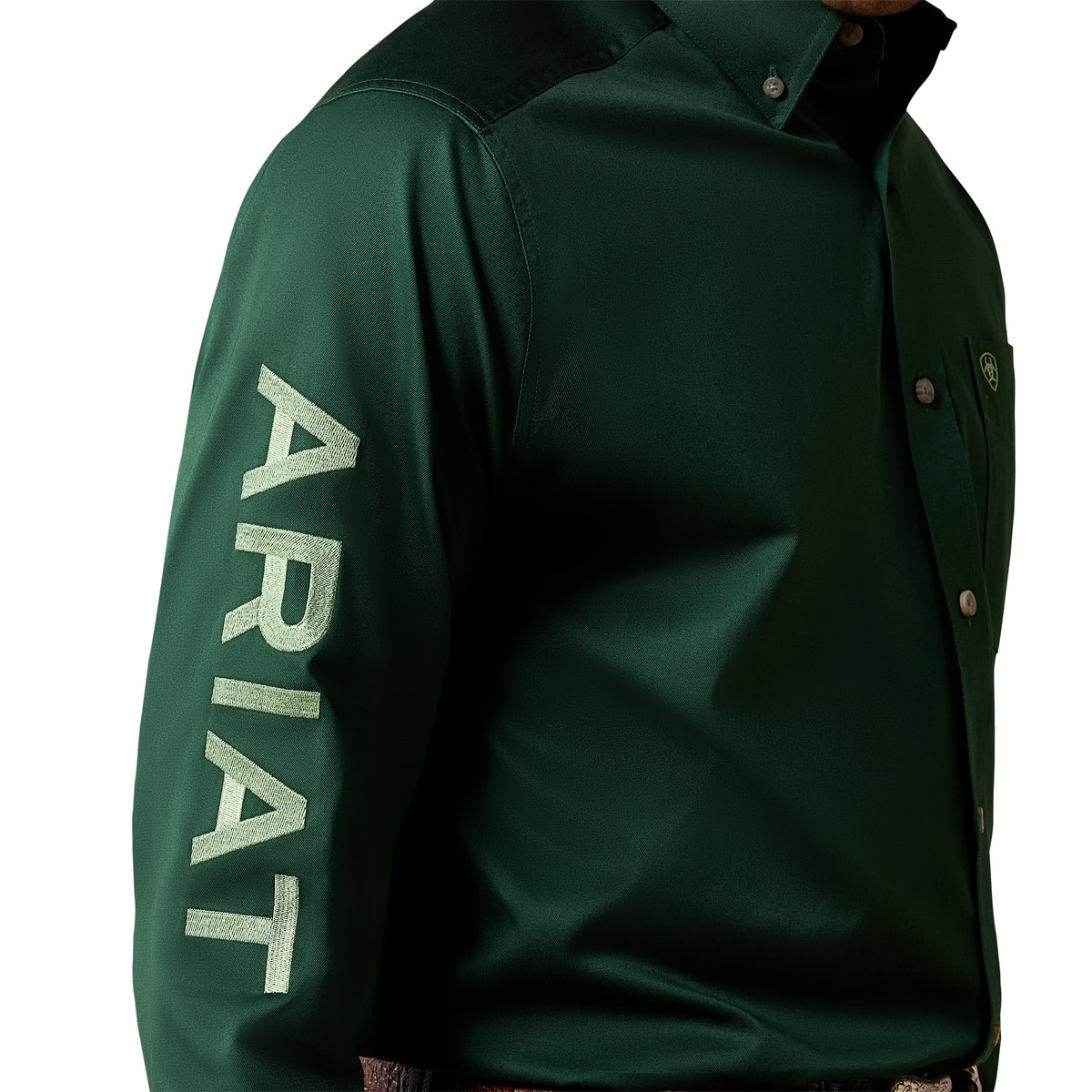 Men Team Logo LS Twill Shirt Pineneedle Green/ Aspen Green 10079291
