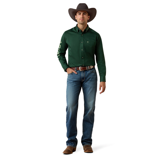 Men Team Logo LS Twill Shirt Pineneedle Green/ Aspen Green 10079291