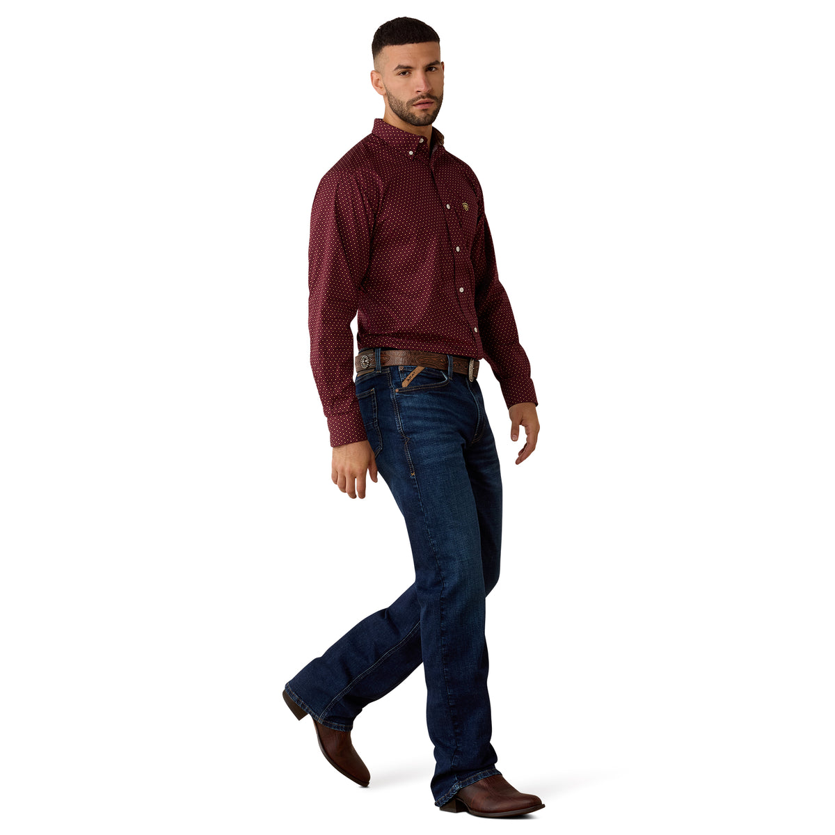 Men WF Reliance LS Shirt Zinfandel Geo Print 10080617