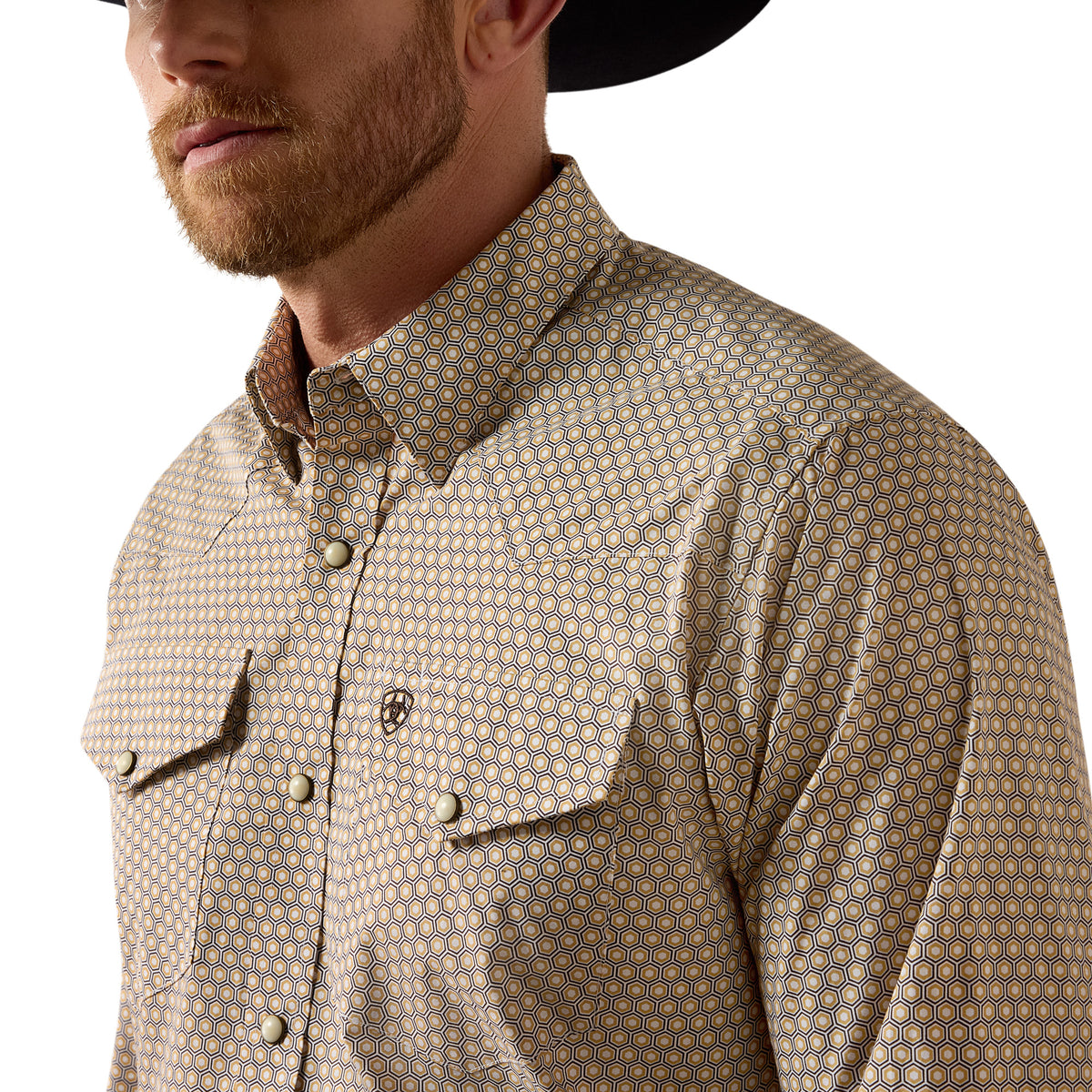 Men Pilar LS Shirt White Geo Print 10080624