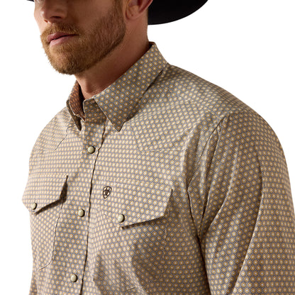 Men Pilar LS Shirt White Geo Print 10080624
