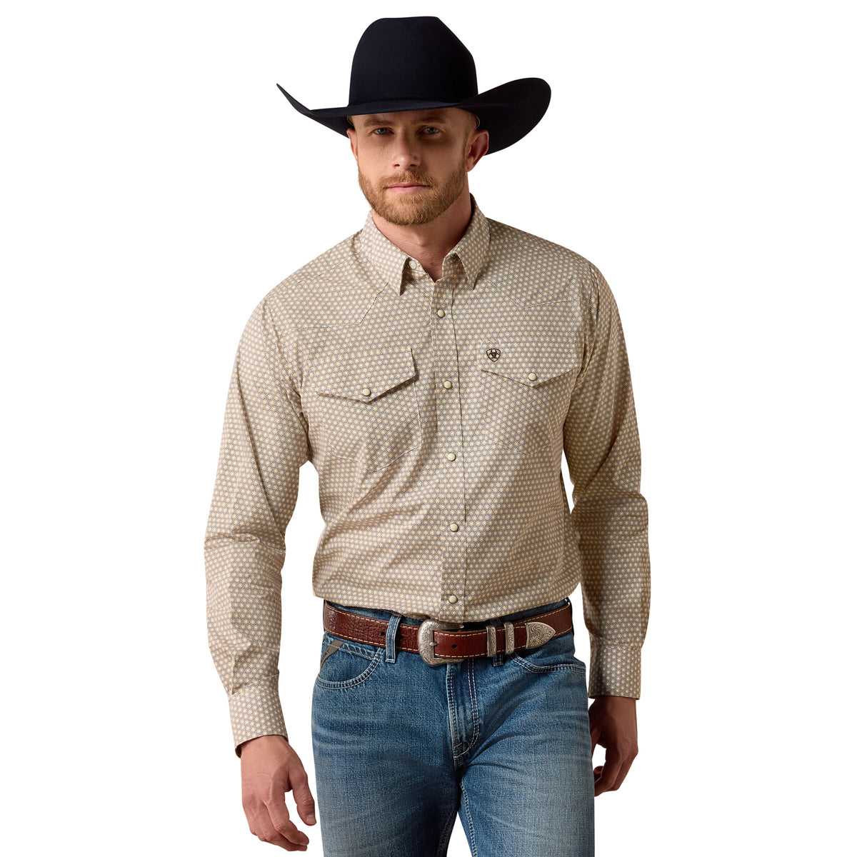 Men Pilar LS Shirt White Geo Print 10080624