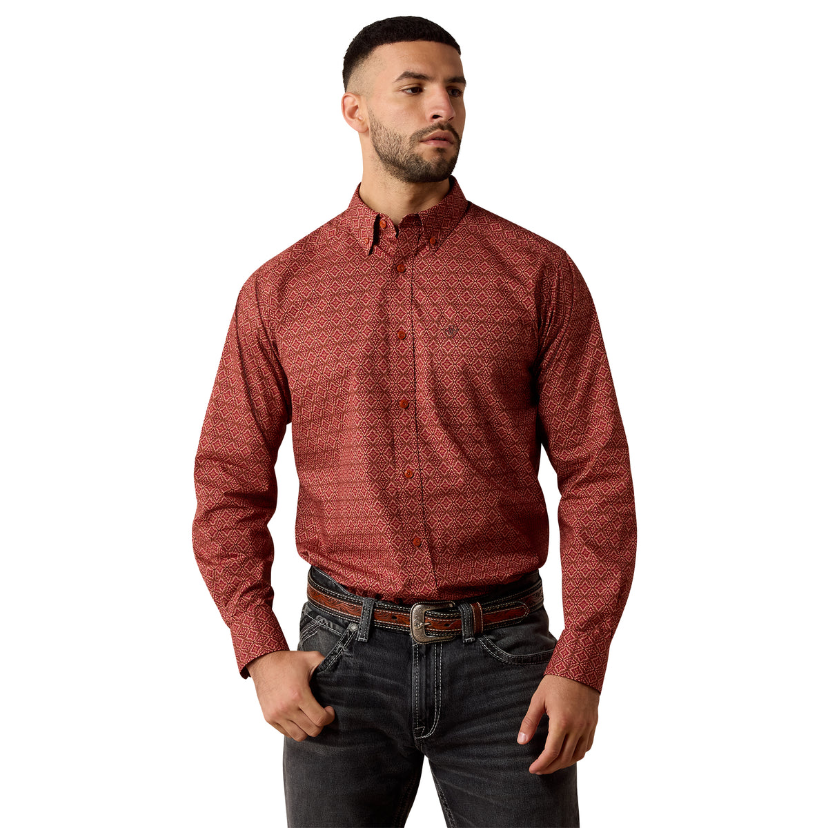 Men Laine LS Shirt Desert Sand Medallion Print 10080710