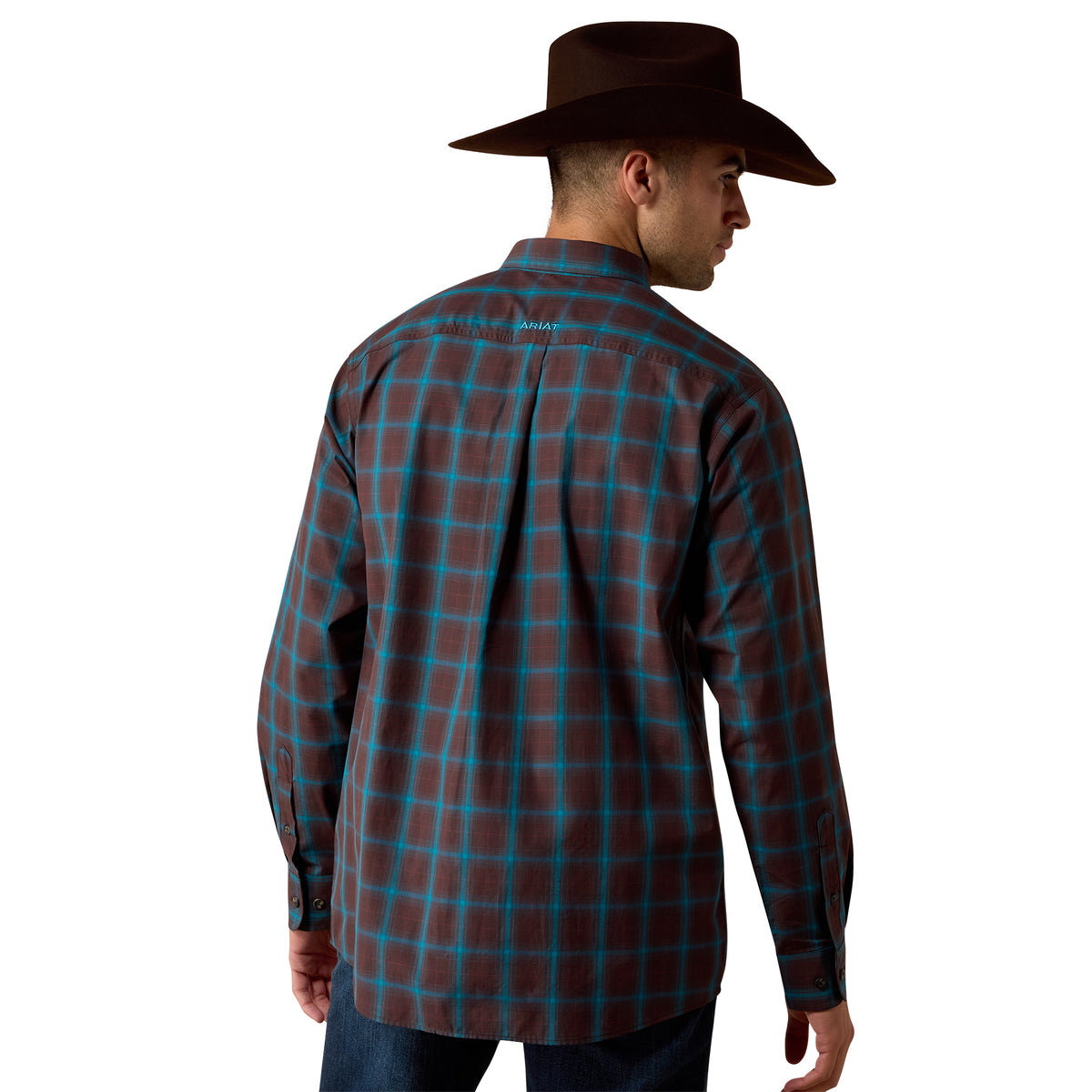 Men Pro Duff LS Shirt Chocolate Plum Medium Plaid 10080729