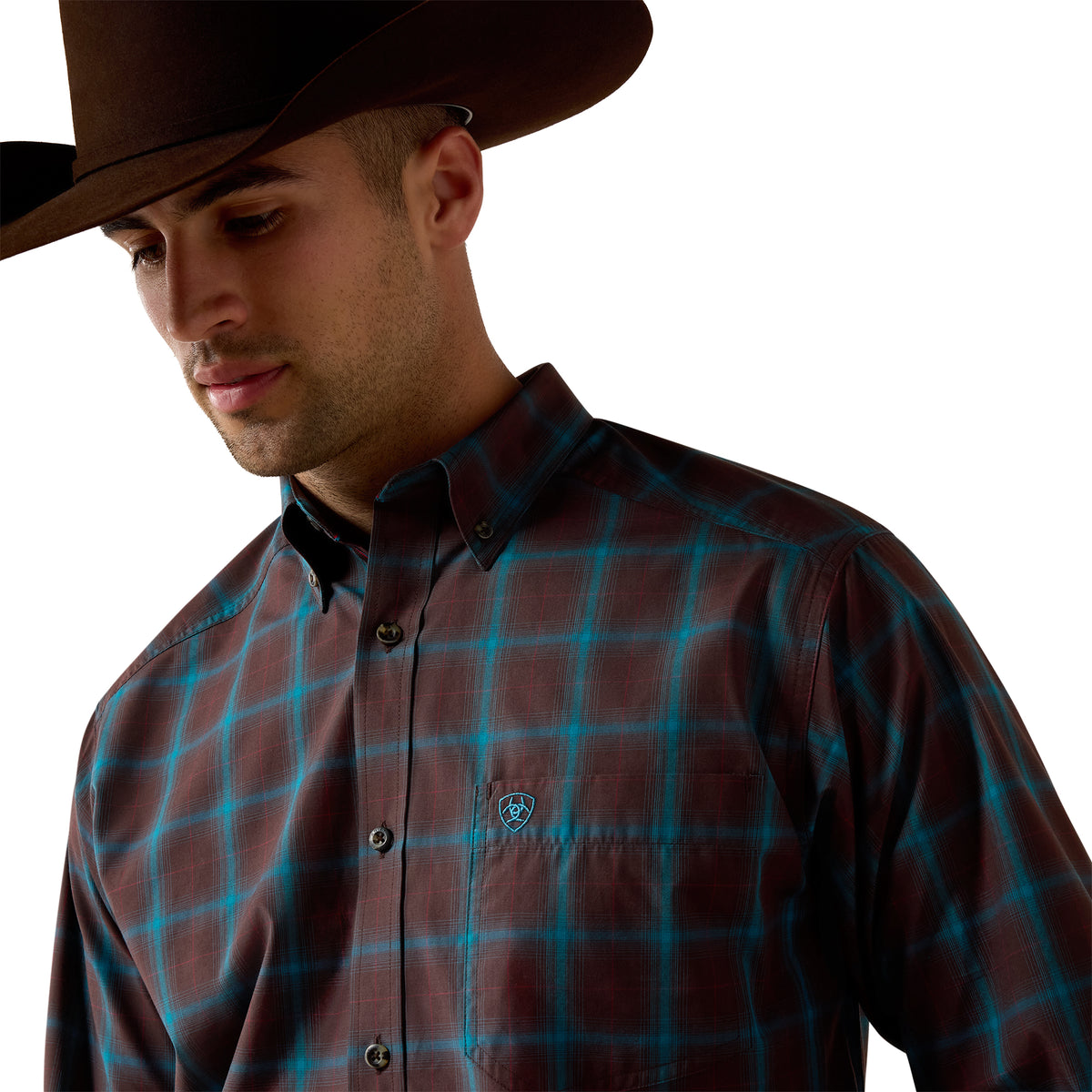Men Pro Duff LS Shirt Chocolate Plum Medium Plaid 10080729