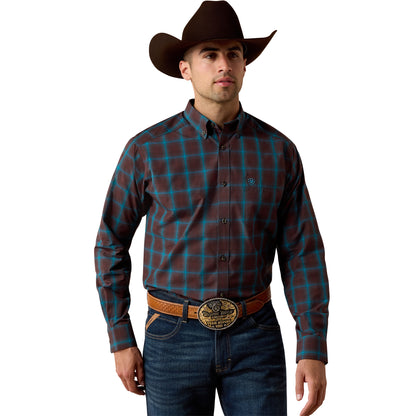 Men Pro Duff LS Shirt Chocolate Plum Medium Plaid 10080729