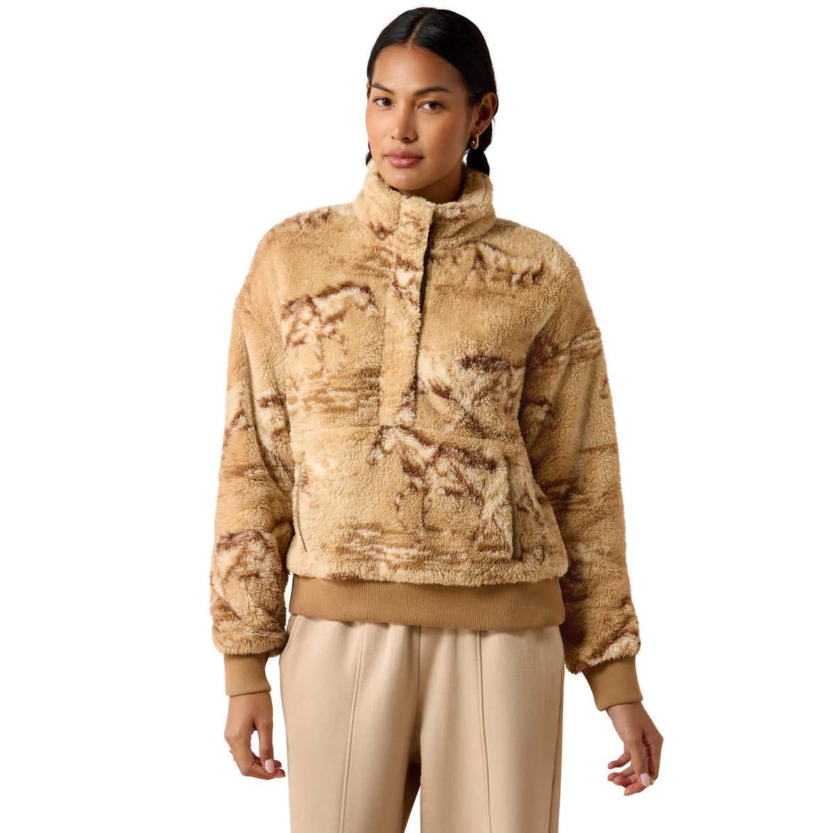 Women Berber Sweatshirt Wild Horses Print 10079409
