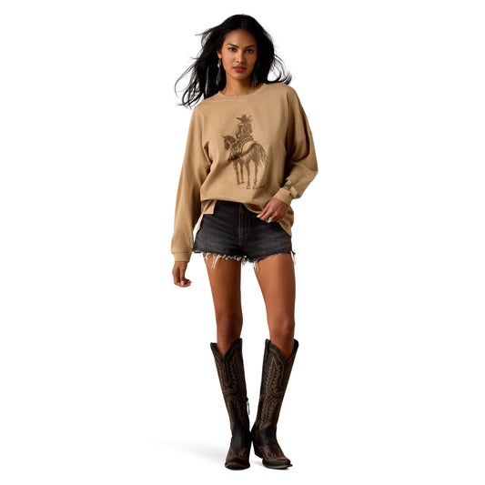 Womens Canvas Oversized Long Sleeve Khaki Heather 10080604