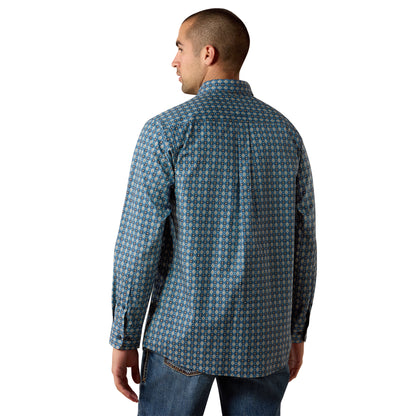 Men Lex LS Shirt Real Teal Southwest Geo Print 10080652