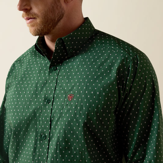 Men Larkspur LS Shirt Pineneedle Green Medallion Print 10080658
