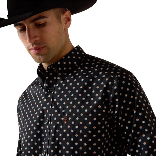 Men Larsen LS Shirt Black Geo Print 10080668