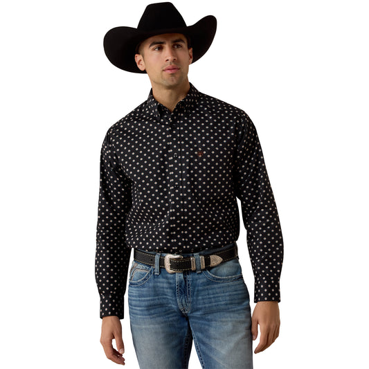 Men Larsen LS Shirt Black Geo Print 10080668