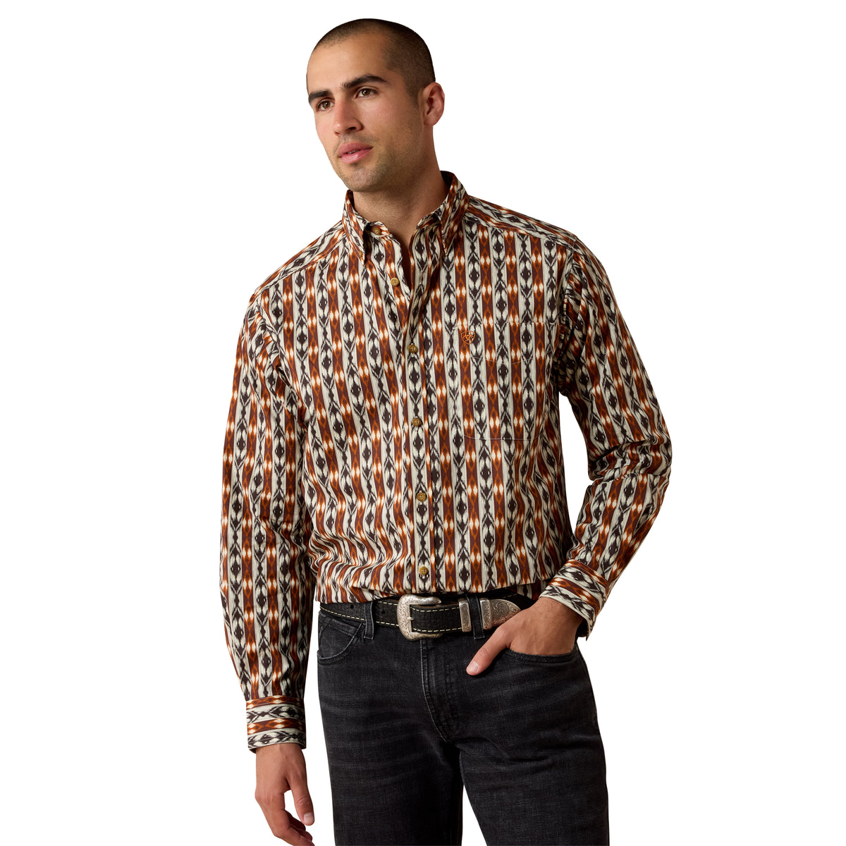 Men Levy LS Shirt Bitter Chocolate Ikat Stripe 10080694