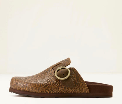 Women Country Mule Brown Floral Emboss 10074266