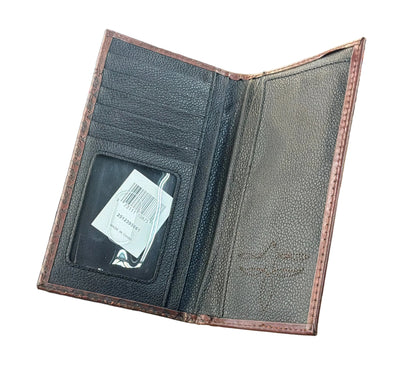 Justin Genuine Leather Rodeo Wallet Embossed Yoke W/Basketweave And Steerhead 2512395661