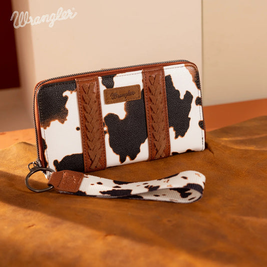 Wrangler Cow Print Wallet- BROWN