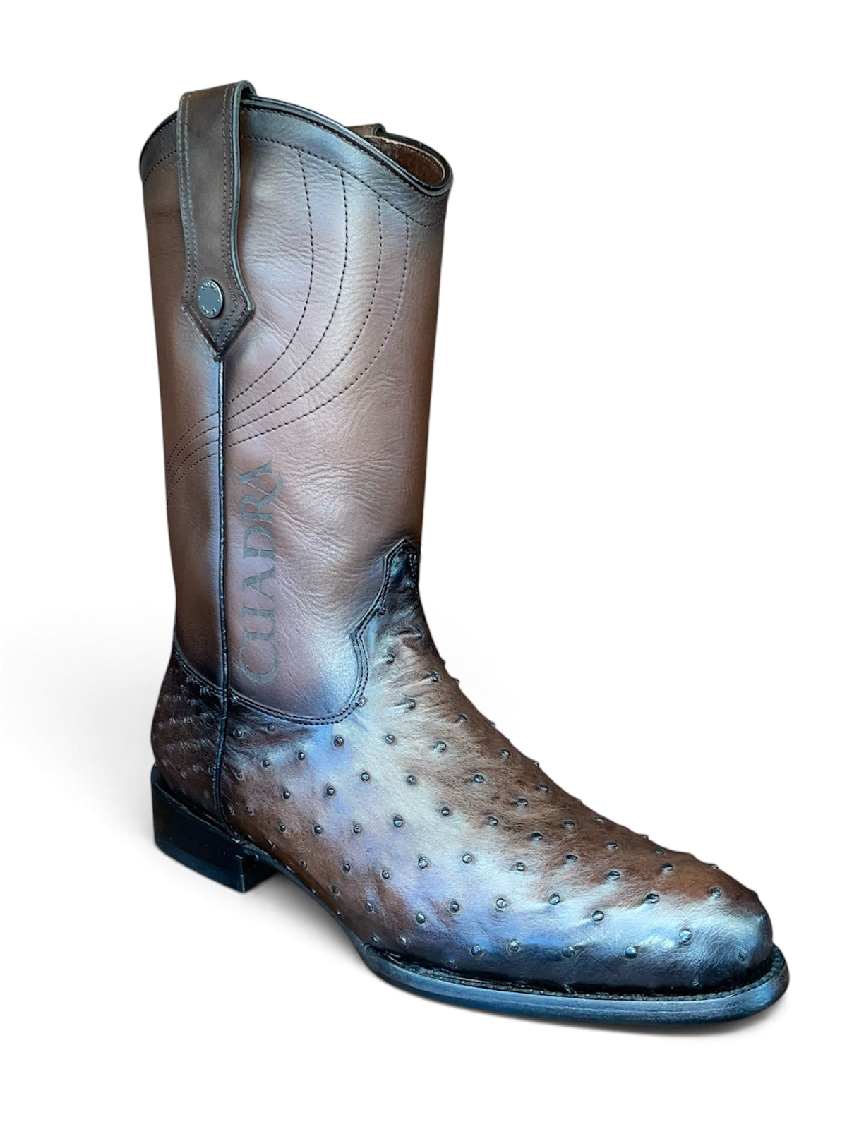 Men Chocolate Ostrich Embroidered Round Toe CC314-L