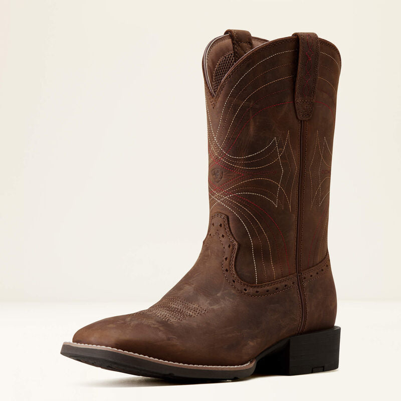 Men’s Sport Wide Square Toe Distress Brown 10010963