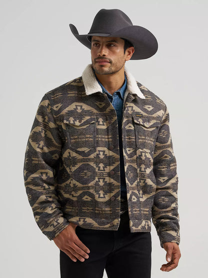 Men sherpa Lined Jacquard Print Jacket Elmwood 112381945