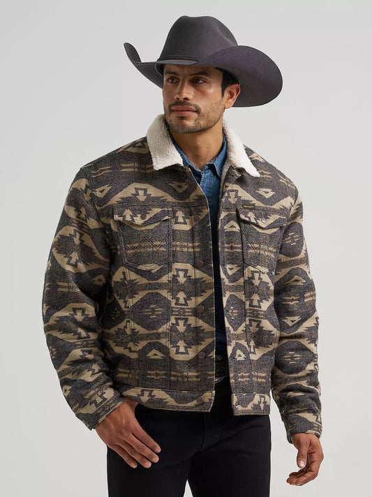Men sherpa Lined Jacquard Print Jacket Elmwood 112381945