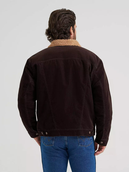 Men Sherpa Lined Corduroy Jacket Black Coffee 112382099