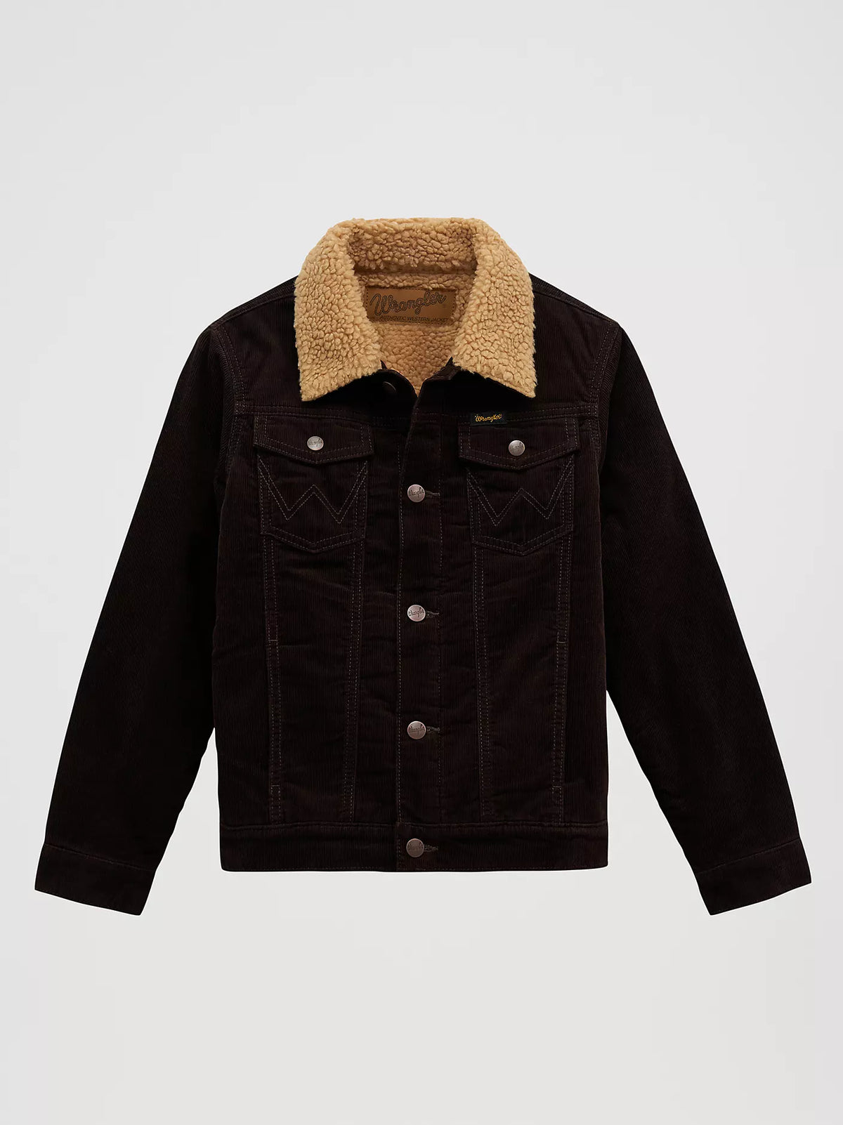 Boys Sherpa Lined Corduroy Jacket Black Coffee